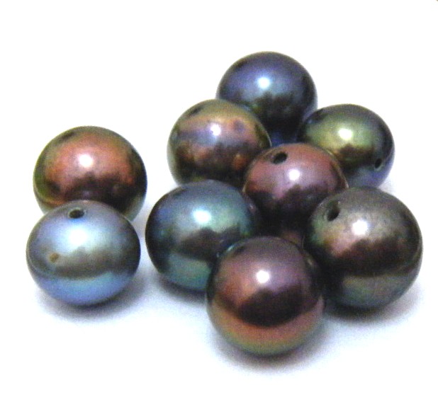 Black 7-8mm Half Drilled Round Single Pearl